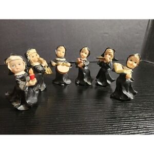 K's Collection 6pc Nun Choir Figurines Musical Candle Cross Book vintage